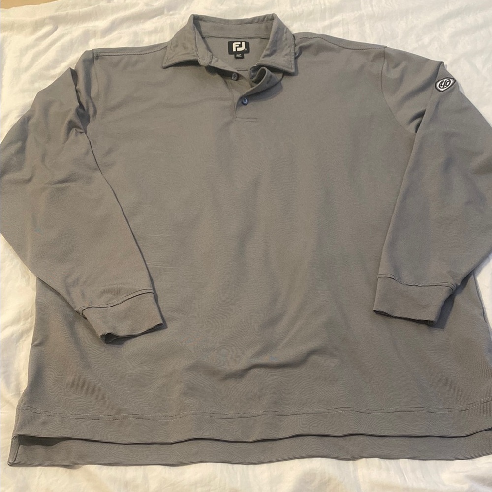 Gray Long Sleeve Polo Shirt